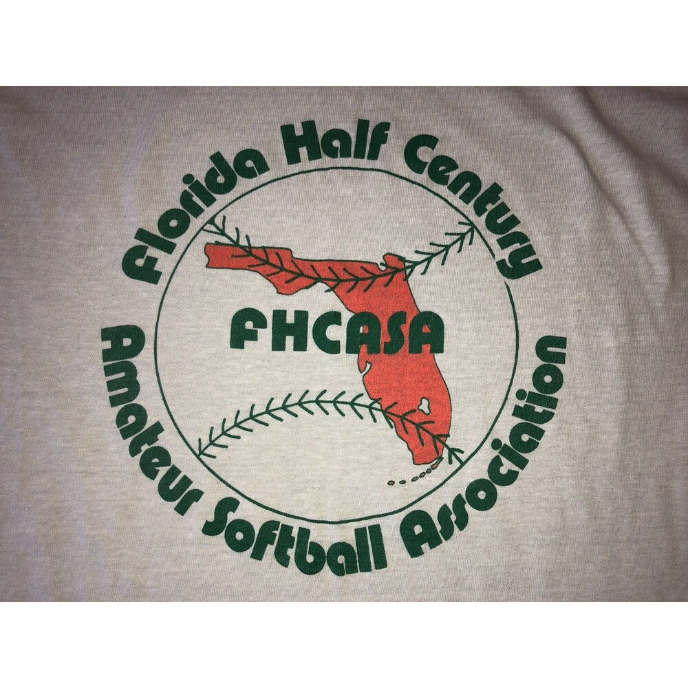 Vintage 80s 90s FHCASA Florida Half Century Amateur Softball USA 50/50 T-Shirt